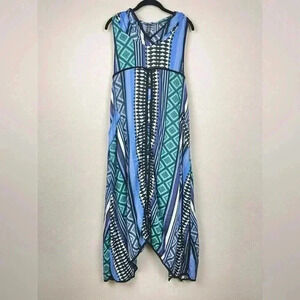 LASTAMPA Women's Medium Hooded Sleeveless Coverup Dress Handkerchief Hem